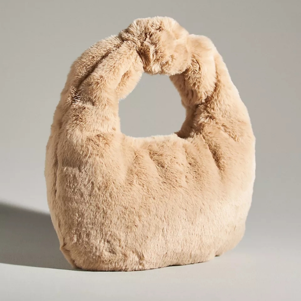 Anthropologie Faux Fur Hobo Bag